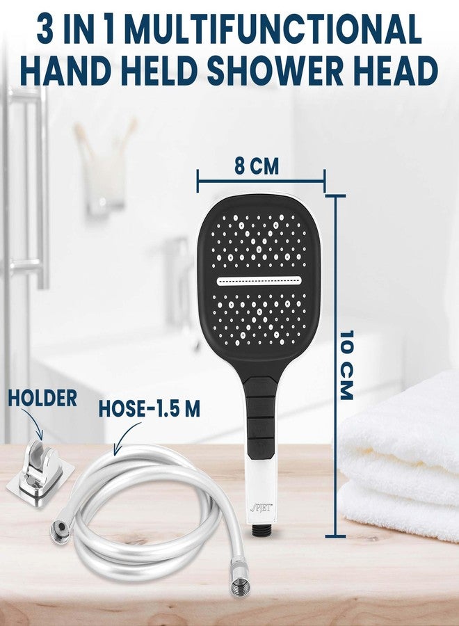 PJET Hand Shower for Bath | Multifunctional 7 Mode Bathroom Shower | Silicone Bathroom Hand Shower | Easy Mode Switching | Durable Handheld Shower Set - Chrome - Image 2